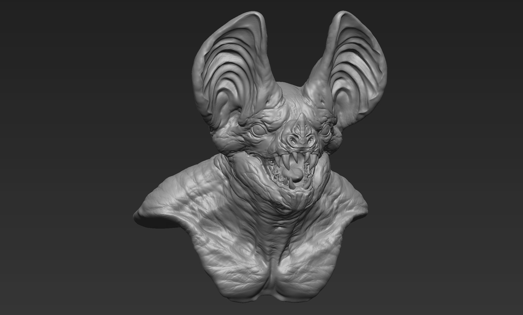 Bat Creature Bust 2 3D model_11