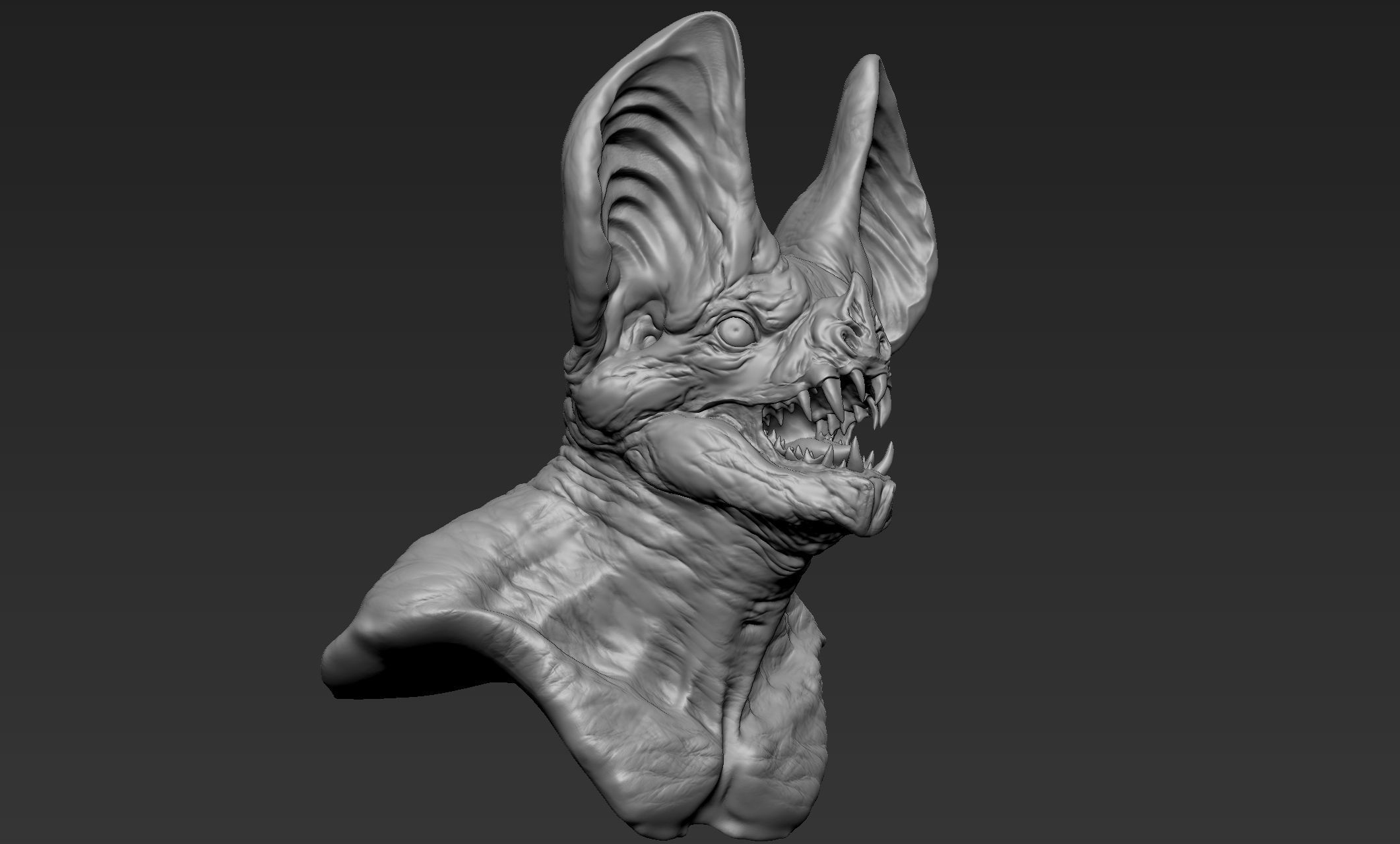Bat Creature Bust 2 3D model_7