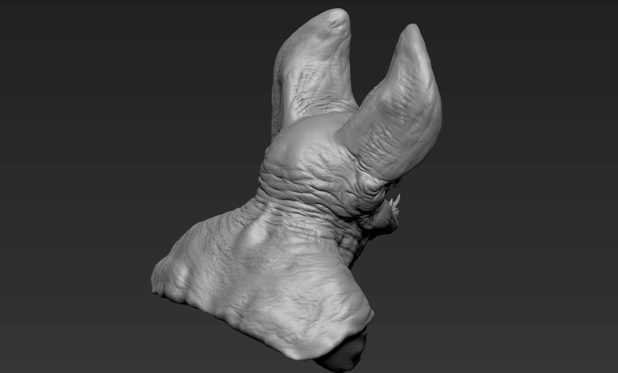 Bat Creature Bust 2 3D model_6