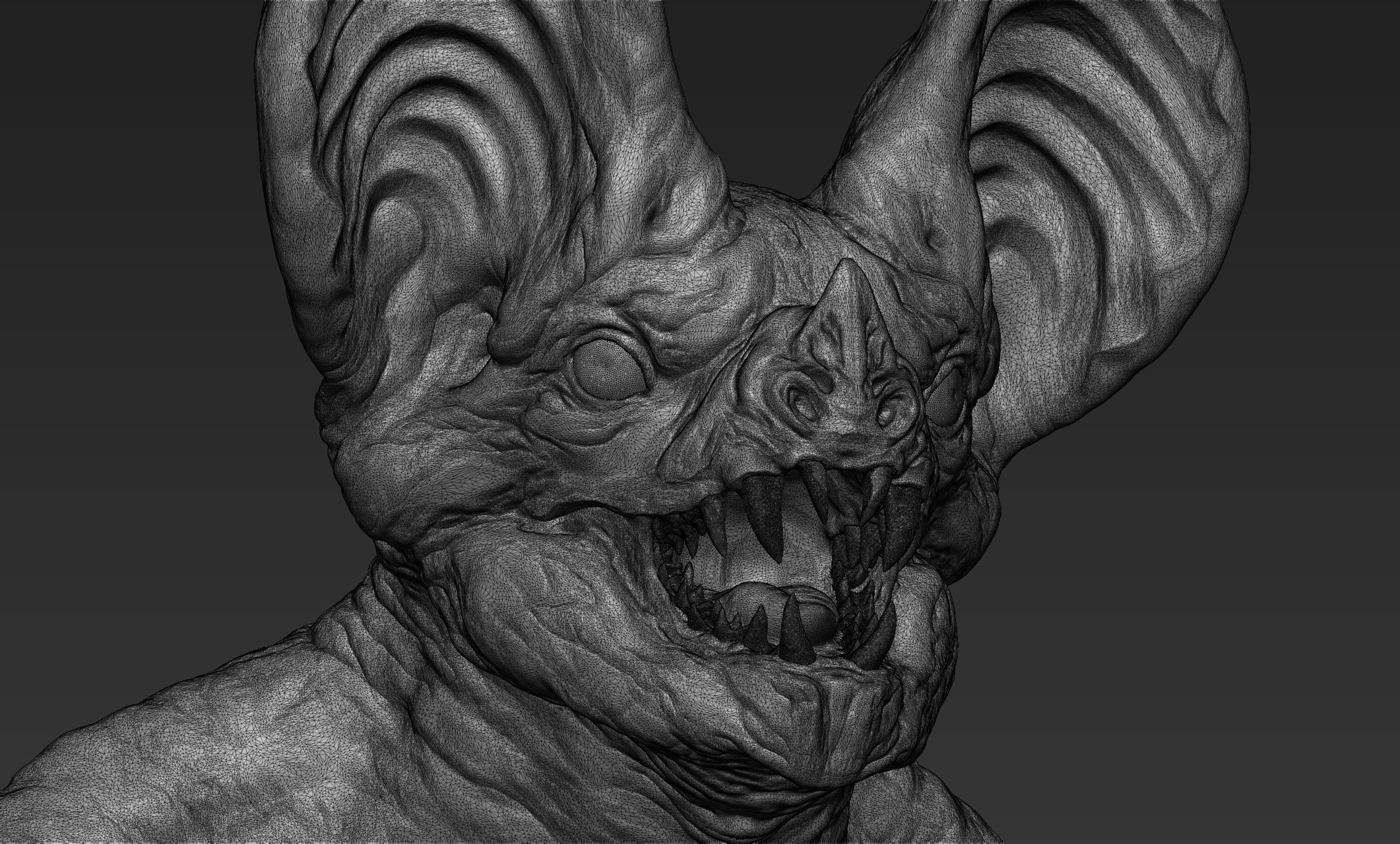 Bat Creature Bust 2 3D model_12