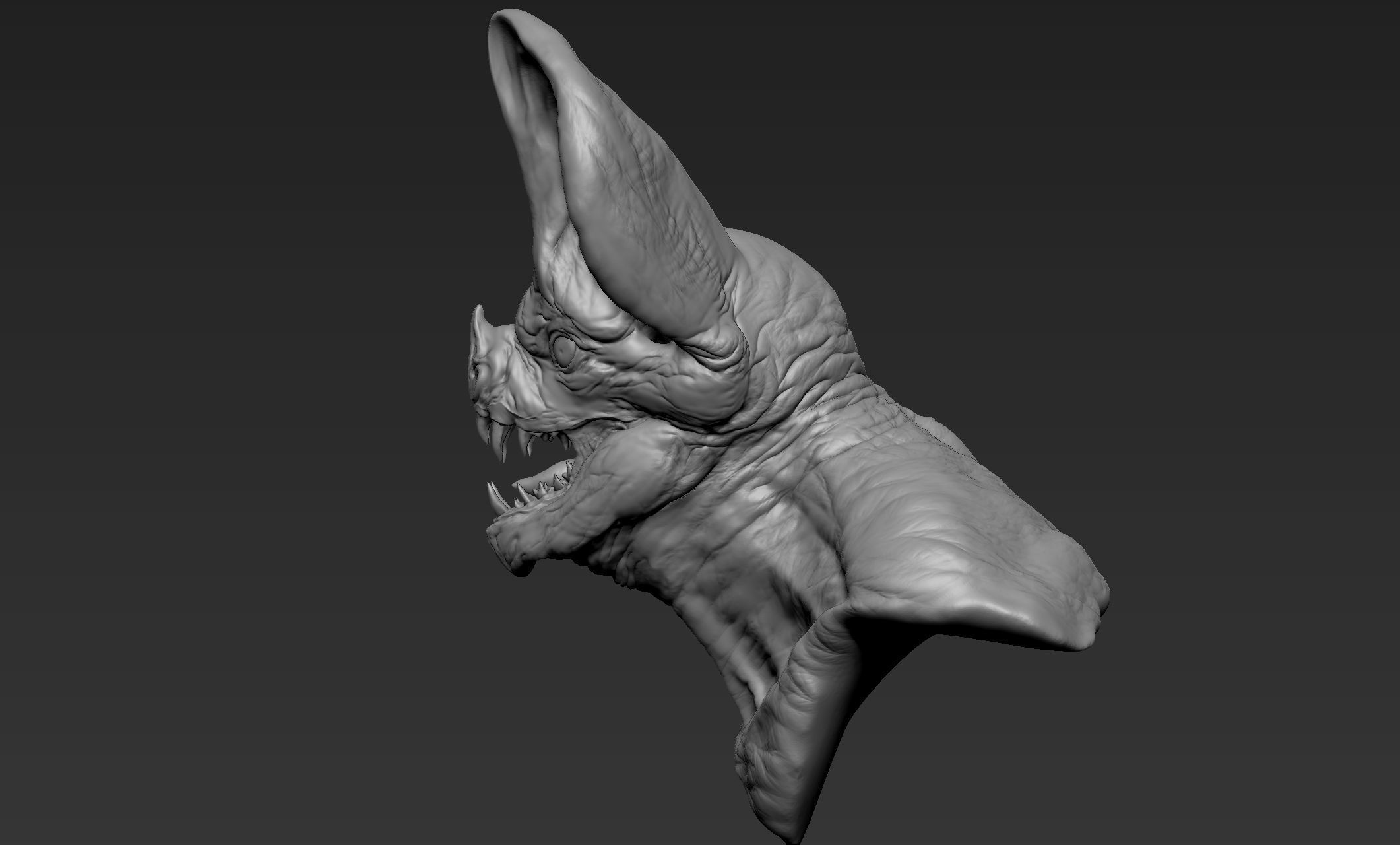 Bat Creature Bust 2 3D model_4