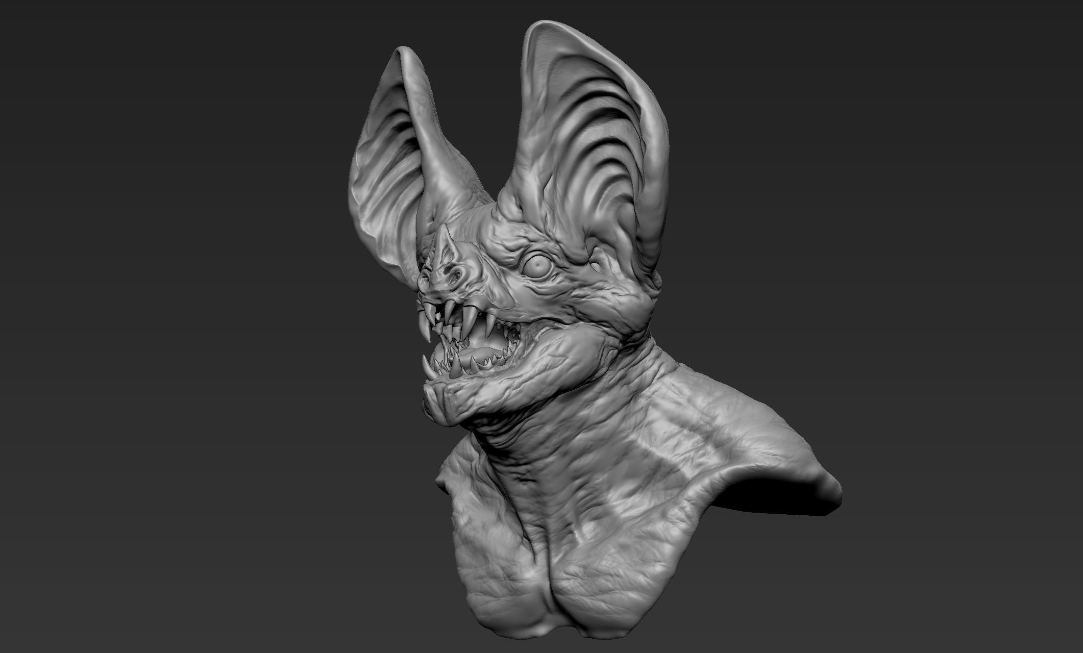 Bat Creature Bust 2 3D model_3