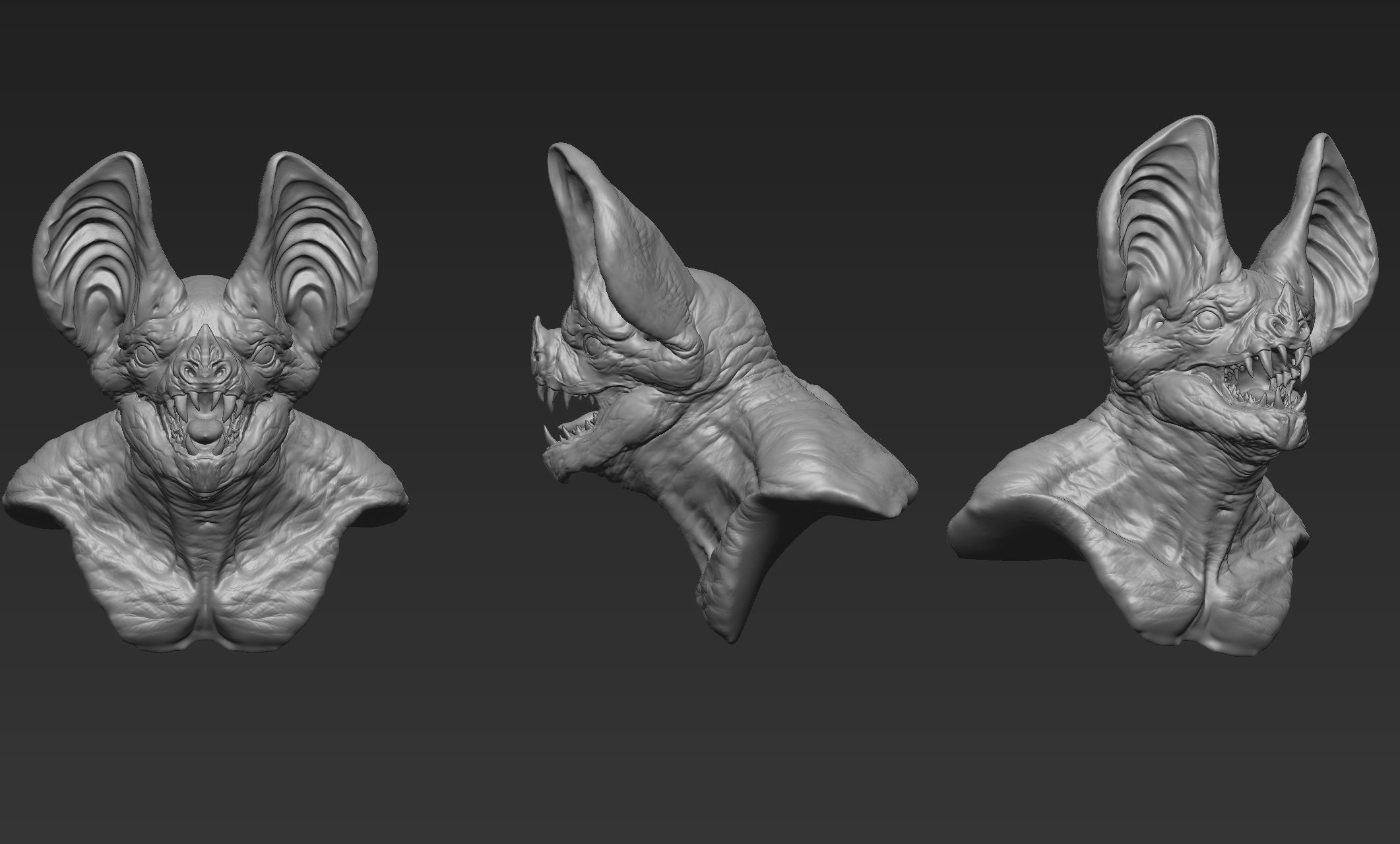 Bat Creature Bust 2 3D model_10