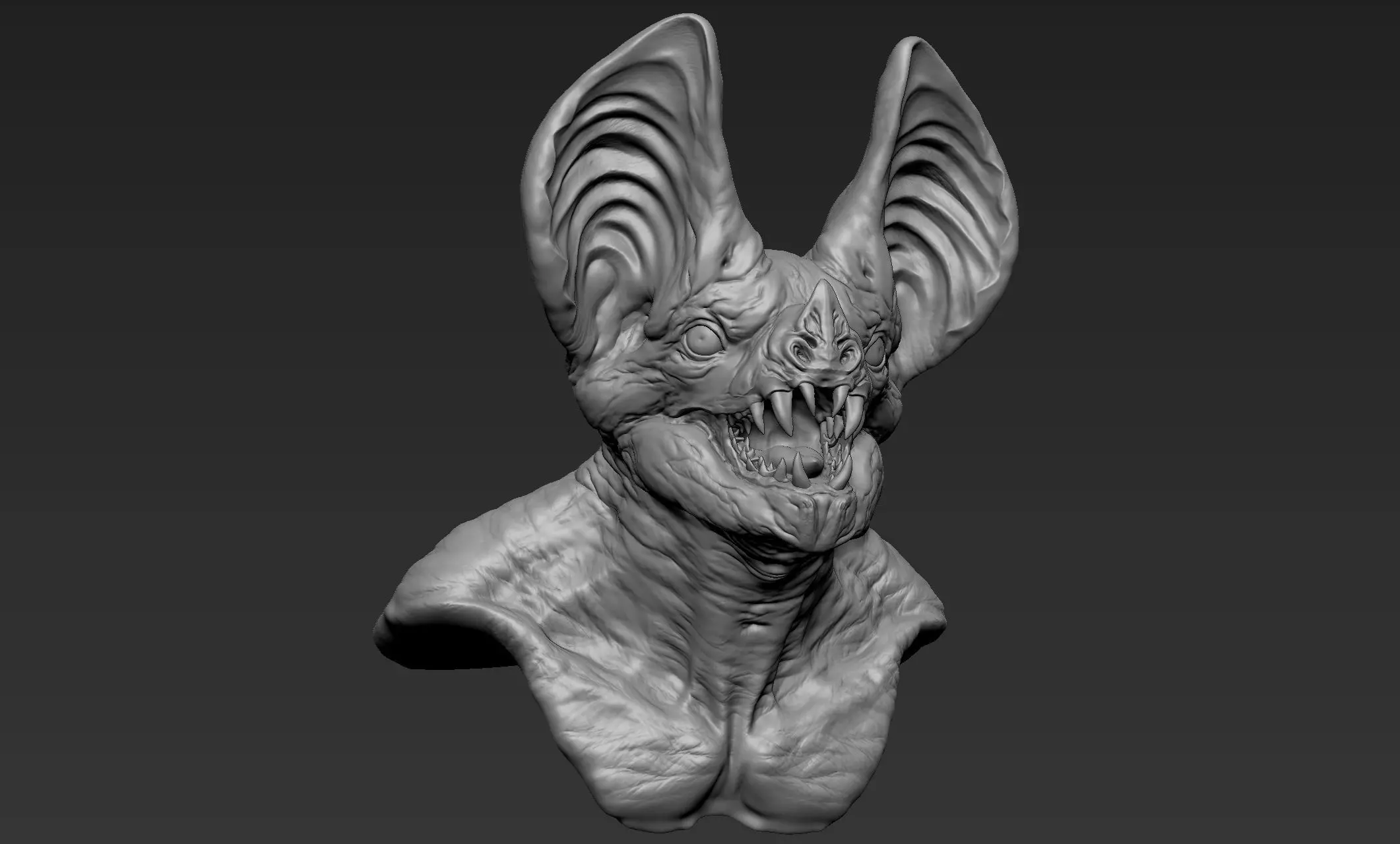 Bat Creature Bust 2 3D model_0