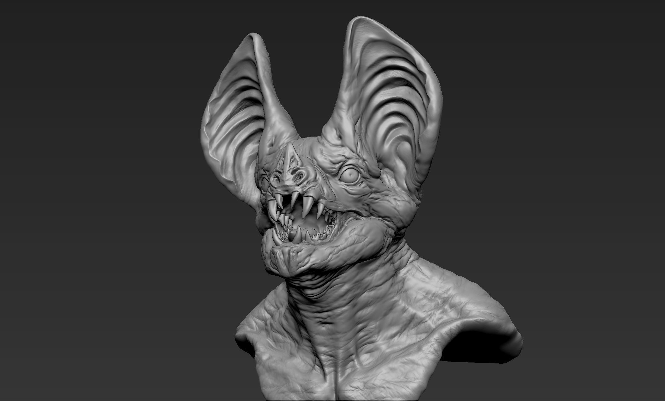 Bat Creature Bust 2 3D model_1