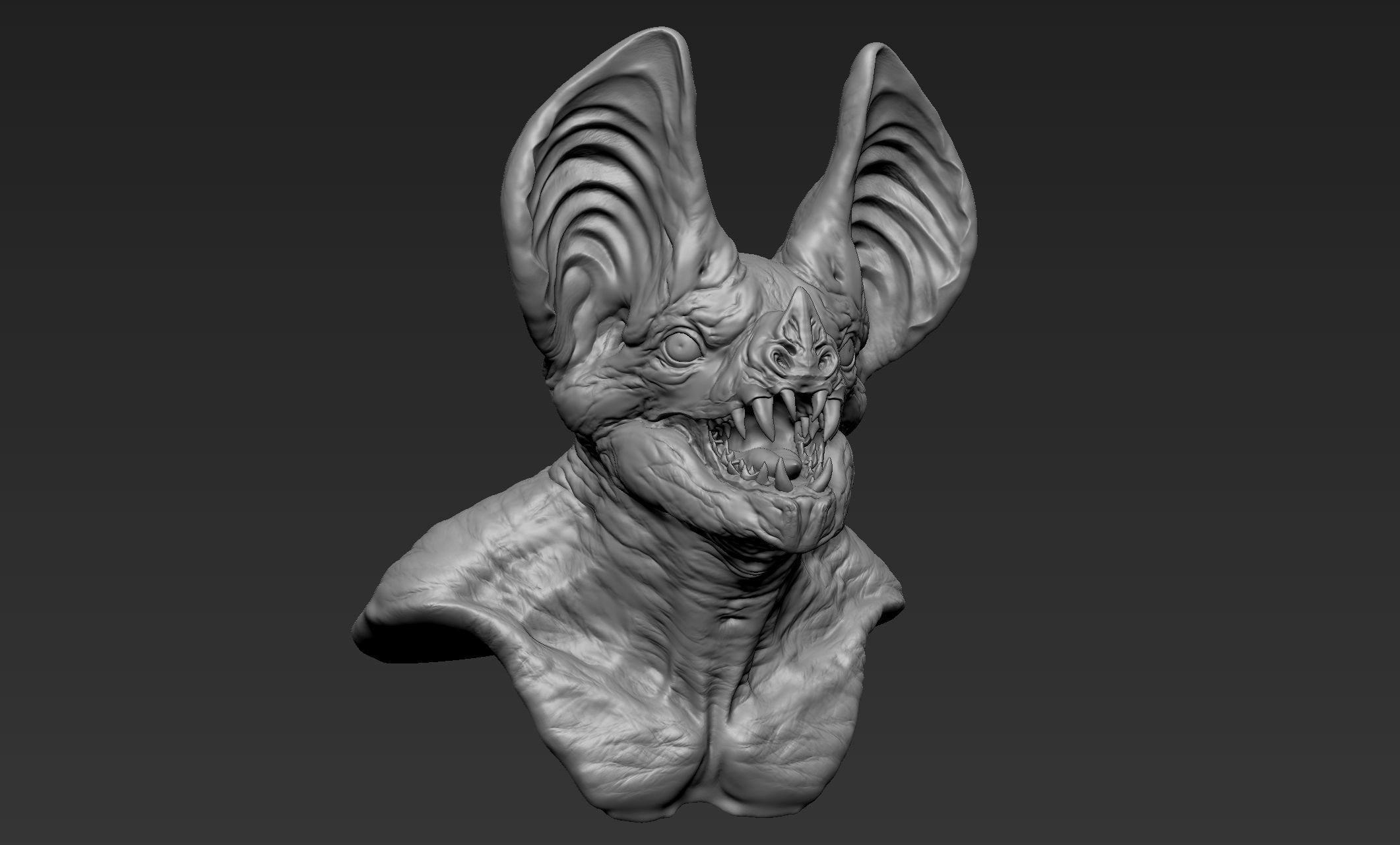 Bat Creature Bust 2 3D model_8