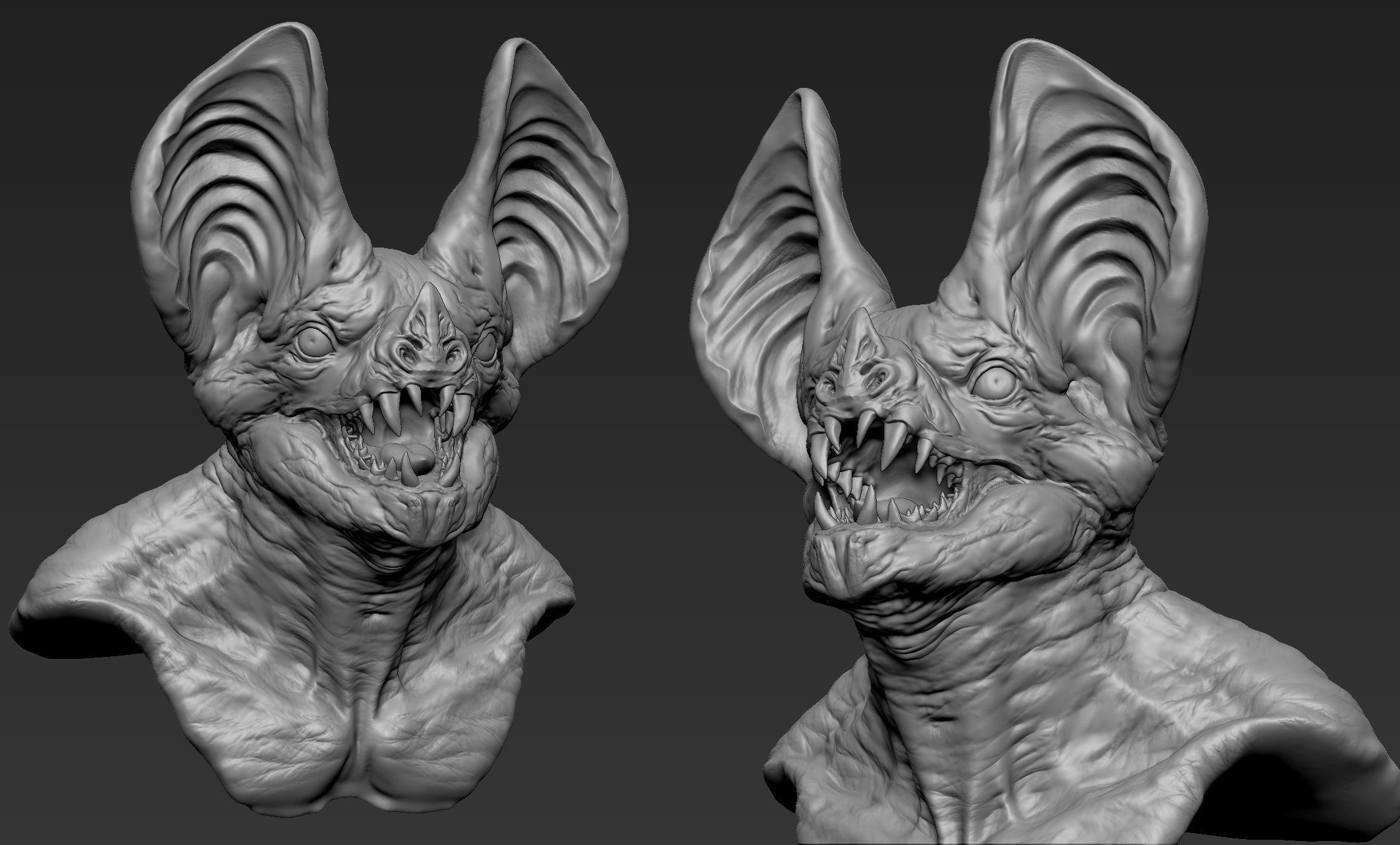 Bat Creature Bust 2 3D model_9