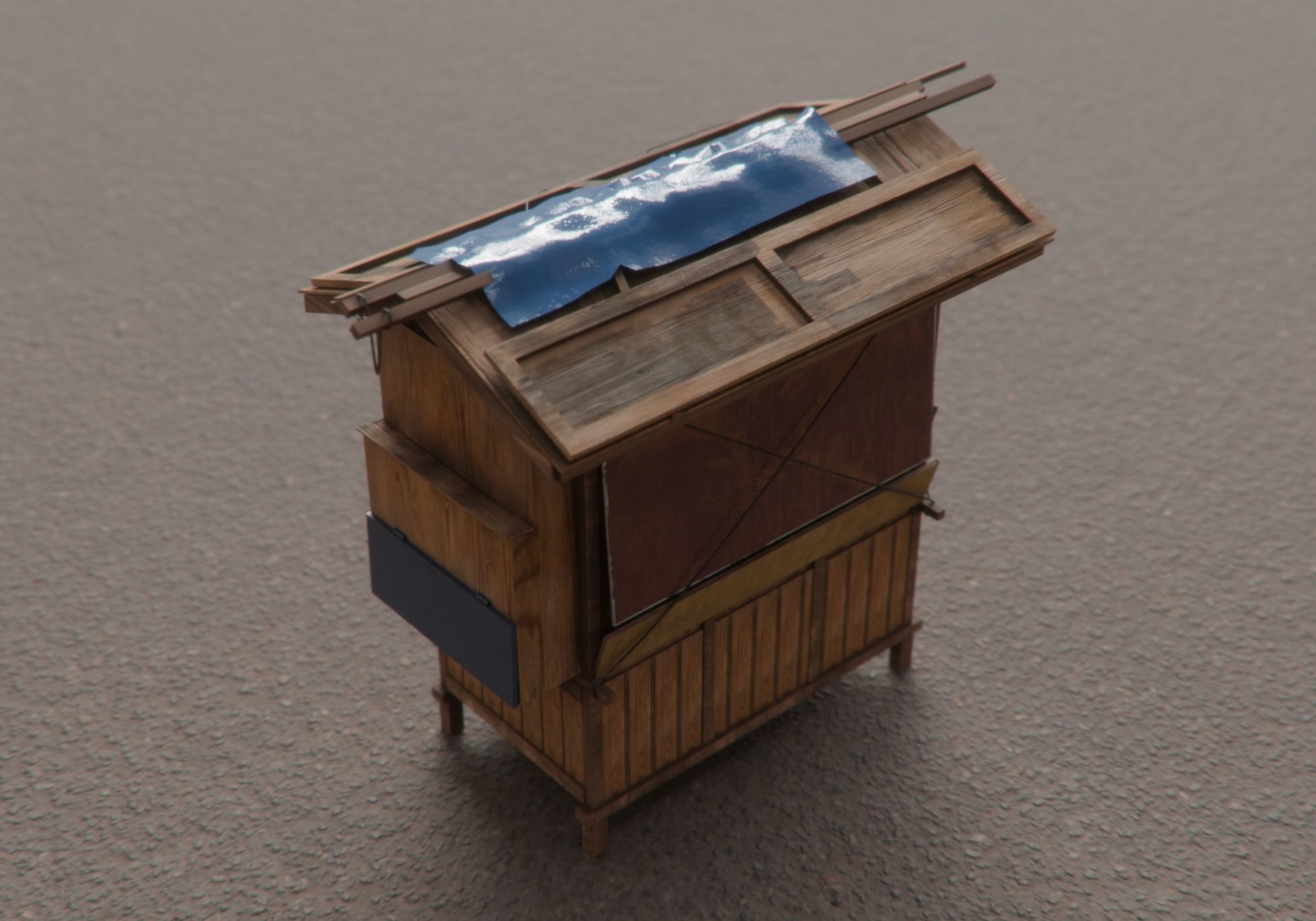 japanese closed food cart Low-poly 3D model_4