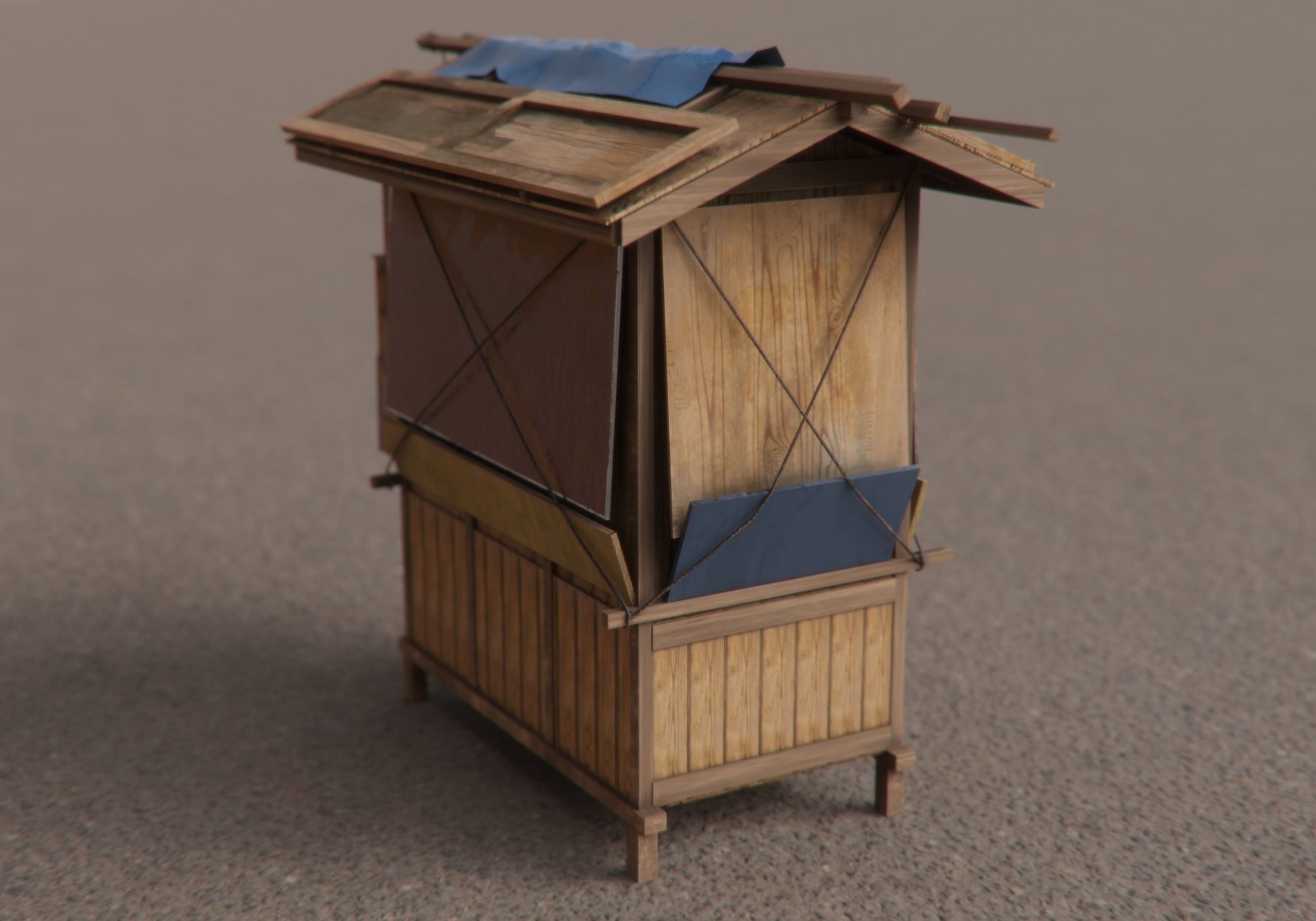 japanese closed food cart Low-poly 3D model_3
