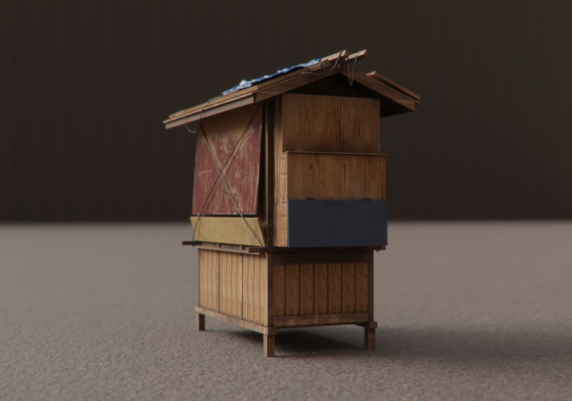 japanese closed food cart Low-poly 3D model_5