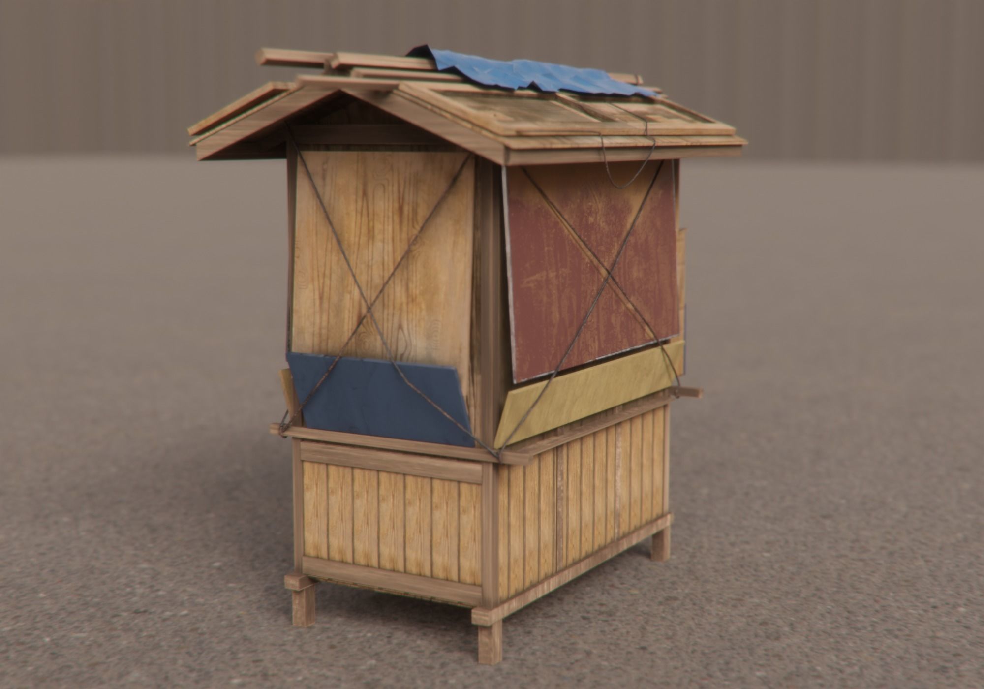 japanese closed food cart Low-poly 3D model_2