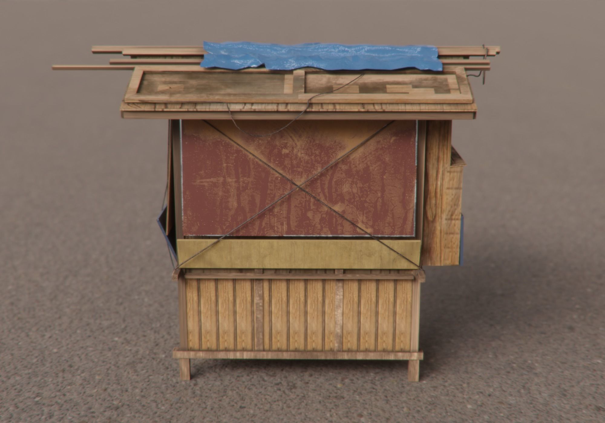 japanese closed food cart Low-poly 3D model_1