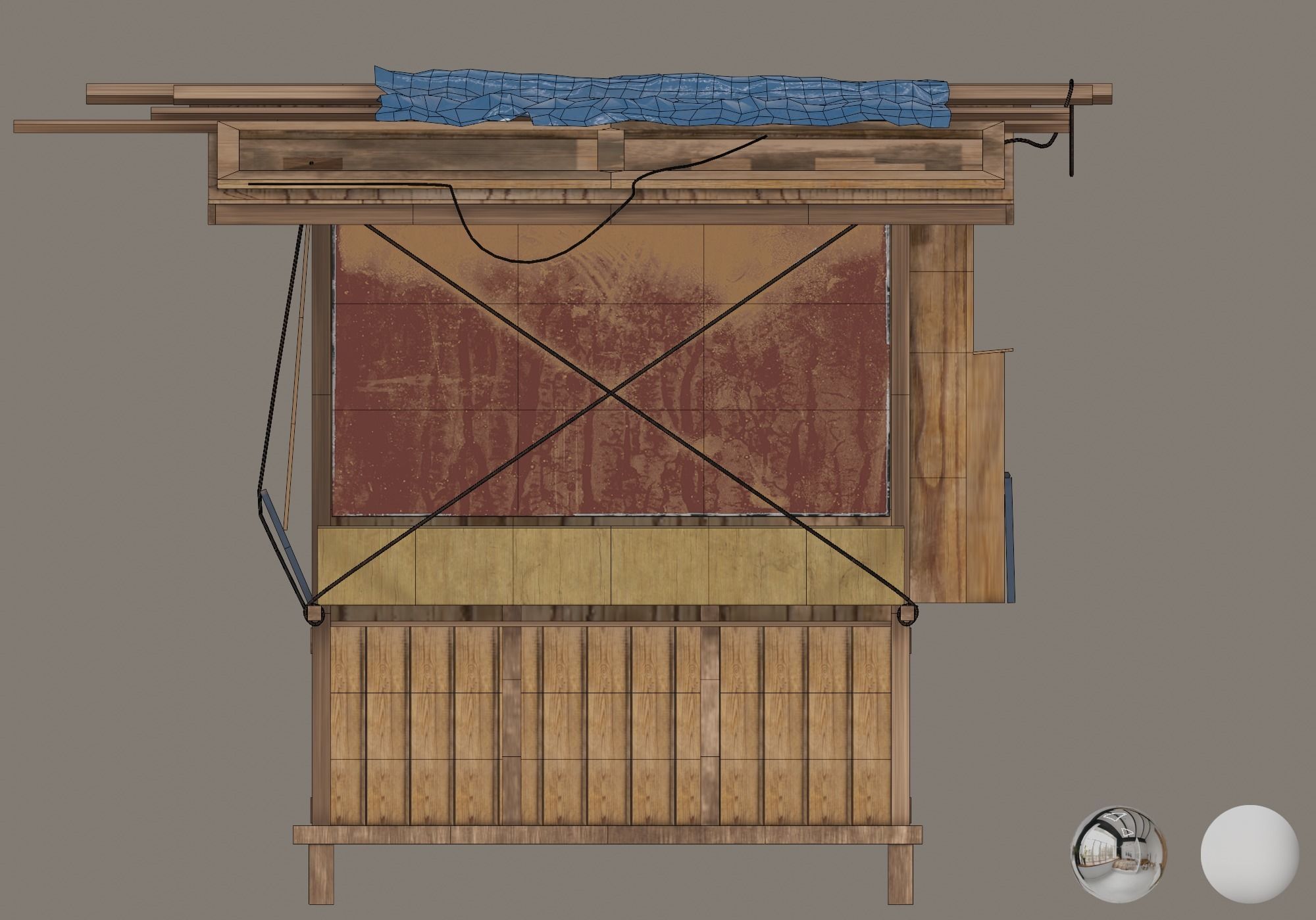 japanese closed food cart Low-poly 3D model_6