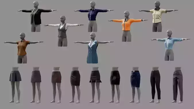 Low-poly formal clothes 3d model