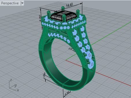 Flipped Over Cluster Ring 3479 3D print model 3D print model_7