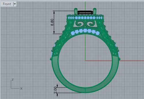 Flipped Over Cluster Ring 3479 3D print model 3D print model_5