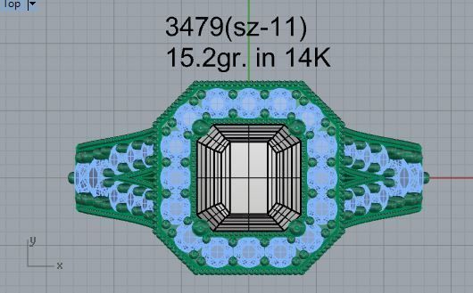 Flipped Over Cluster Ring 3479 3D print model 3D print model_4