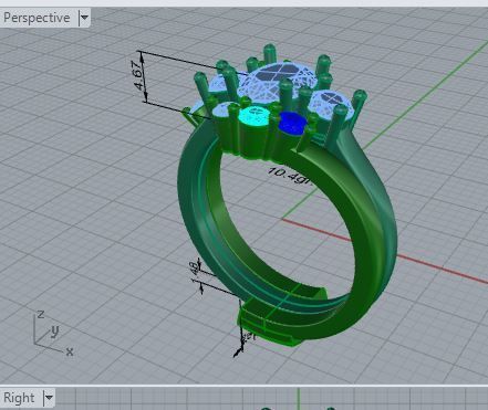  Turquoise and blue stones ring 3480 3D print model 3D print model_7