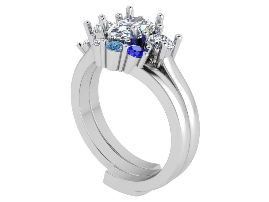  Turquoise and blue stones ring 3480 3D print model 3D print model_2