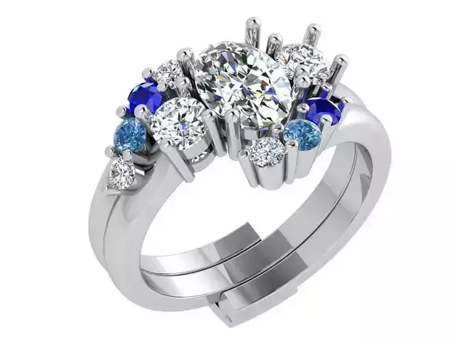  Turquoise and blue stones ring 3480 3D print model