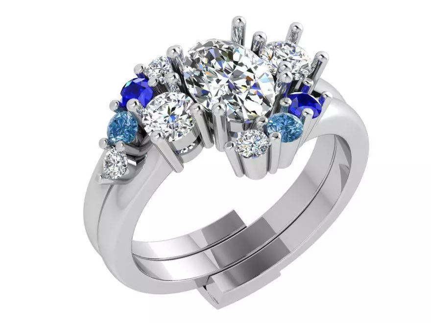  Turquoise and blue stones ring 3480 3D print model 3D print model_0