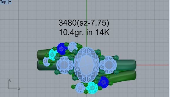  Turquoise and blue stones ring 3480 3D print model 3D print model_4