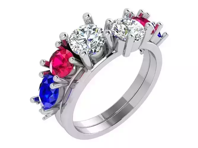 Colorful chain style diamond ring 3481 3D print model