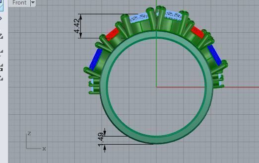 Colorful chain style diamond ring 3481 3D print model 3D print model_5