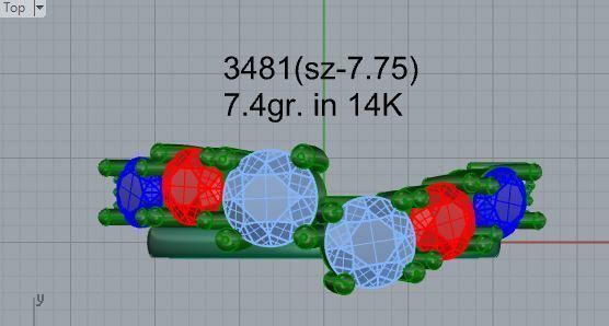 Colorful chain style diamond ring 3481 3D print model 3D print model_4