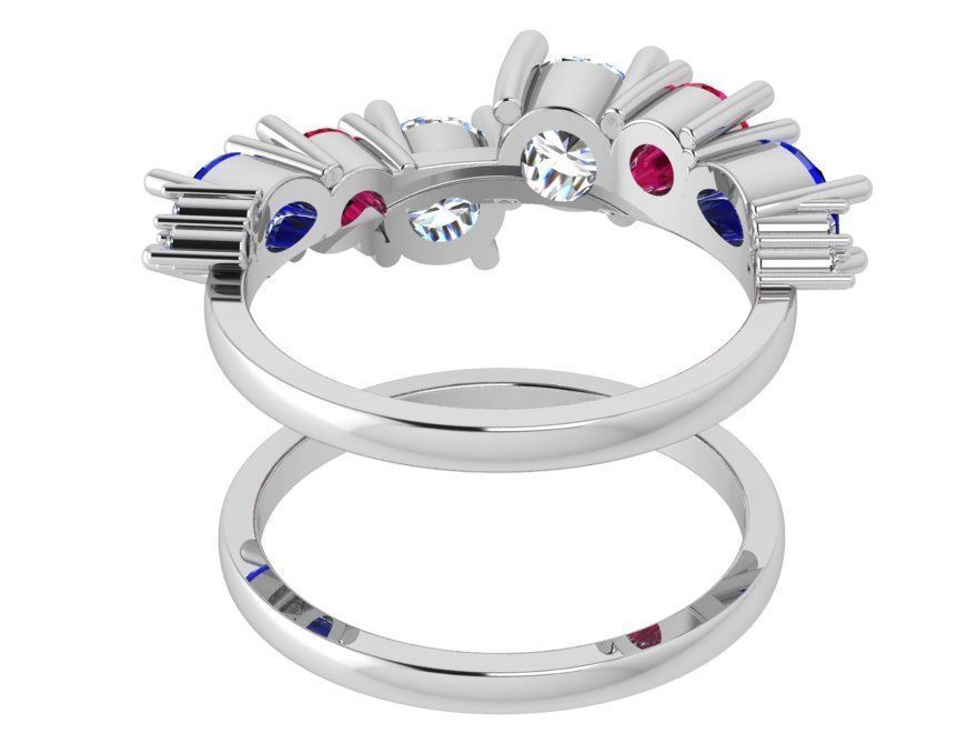 Colorful chain style diamond ring 3481 3D print model 3D print model_3