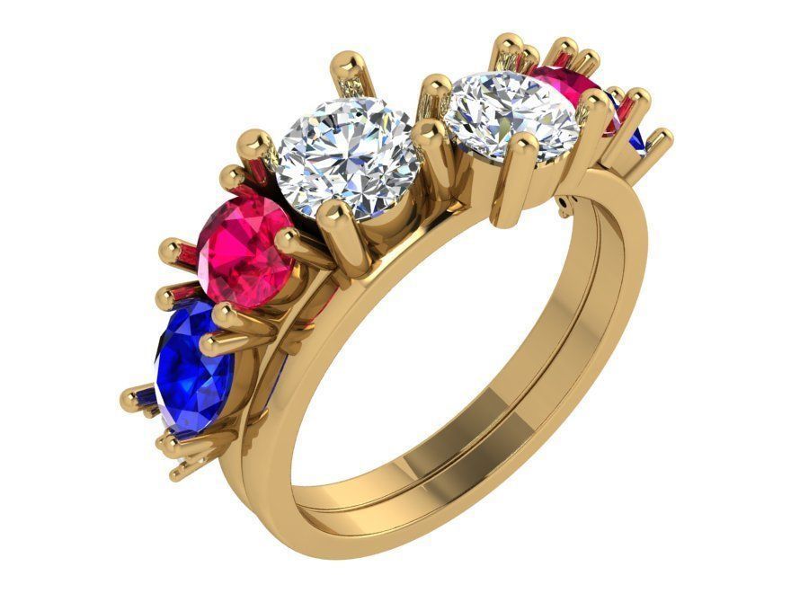 Colorful chain style diamond ring 3481 3D print model 3D print model_1