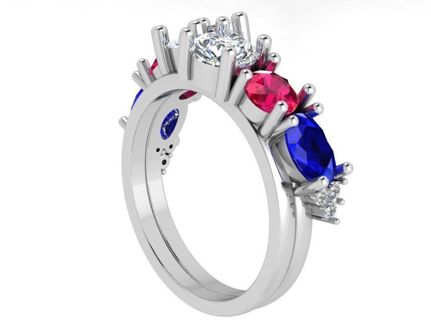 Colorful chain style diamond ring 3481 3D print model 3D print model_2