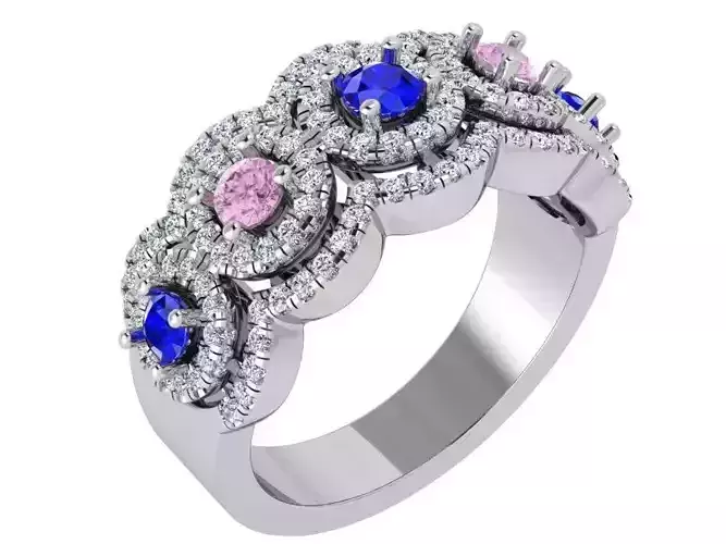 Gallant  blue and pink stone diamond ring 3482 3D print model
