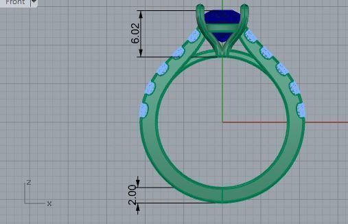 Cushion Cluster Sapphire Ring 3484 3D print model 3D print model_5