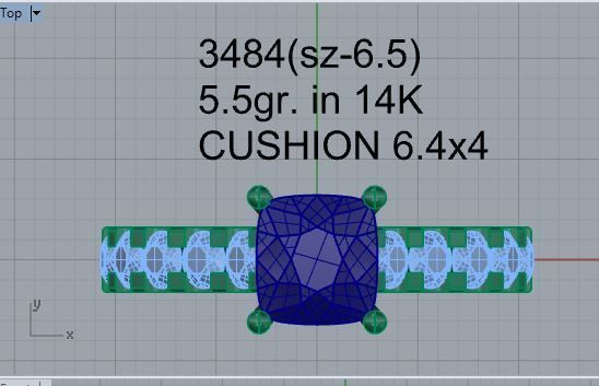 Cushion Cluster Sapphire Ring 3484 3D print model 3D print model_4