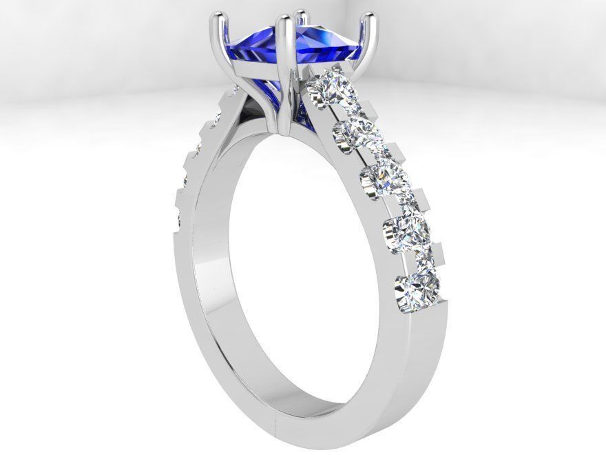Cushion Cluster Sapphire Ring 3484 3D print model 3D print model_2