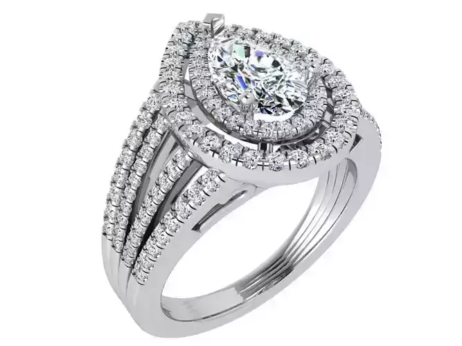 Bright 4-row diamond ring 3486 3D print model
