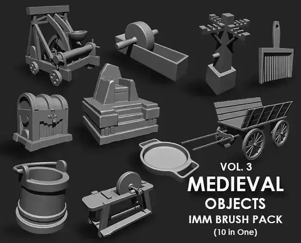 Medieval Objects Imm Brush Pack 10 in one Vol 3 3D model