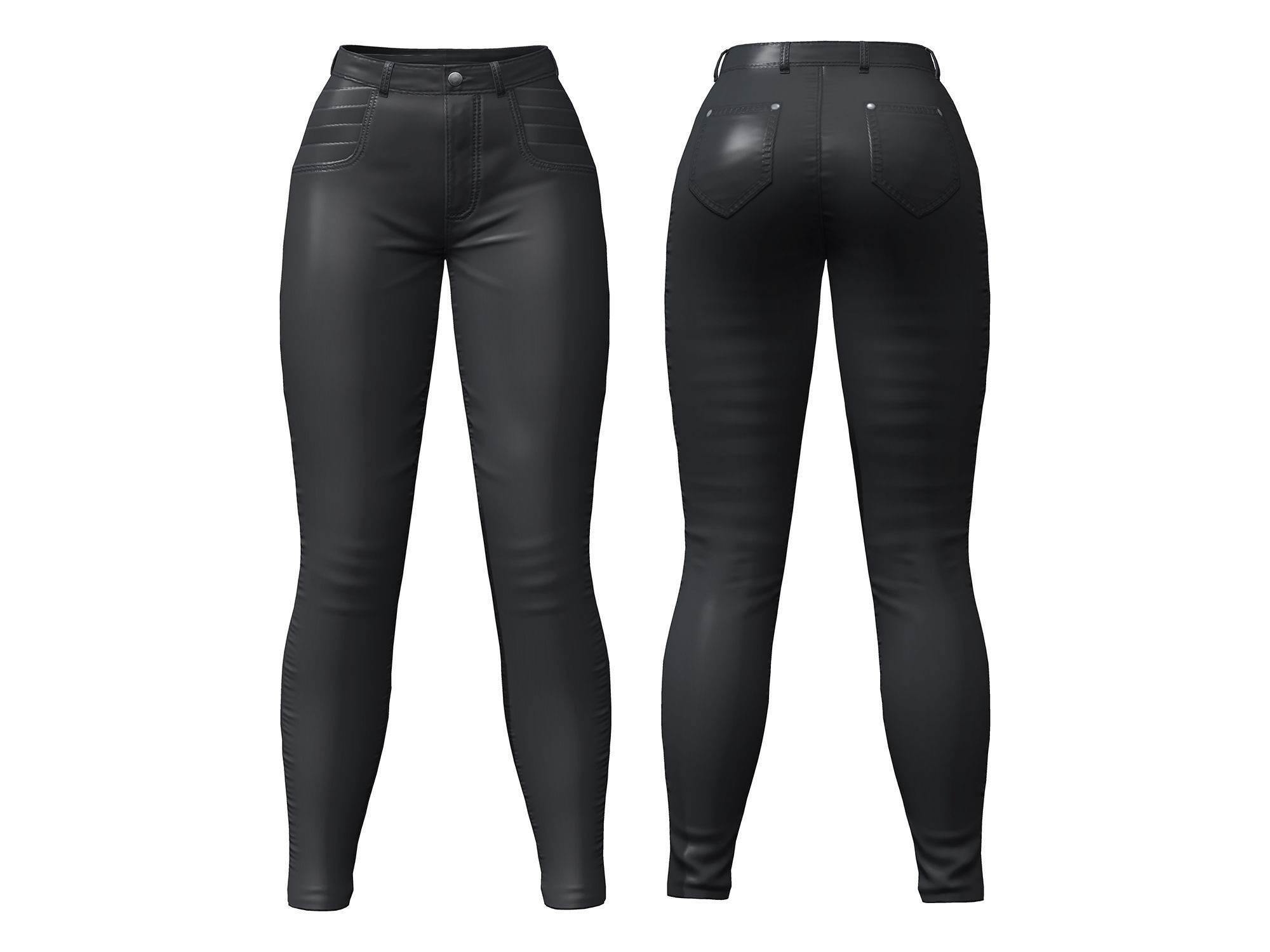 Black Cowgirl Style Fashion Outfit Hat Bracelet Top Pants Hat Low-poly 3D model_4