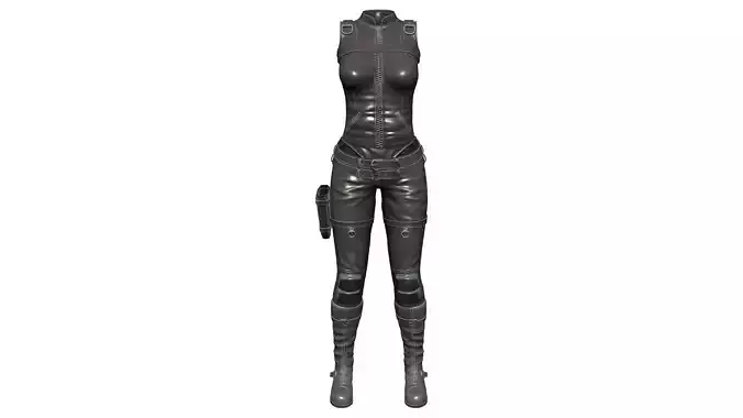 Black Leather Combat Rider Outfit Low-poly 3D model