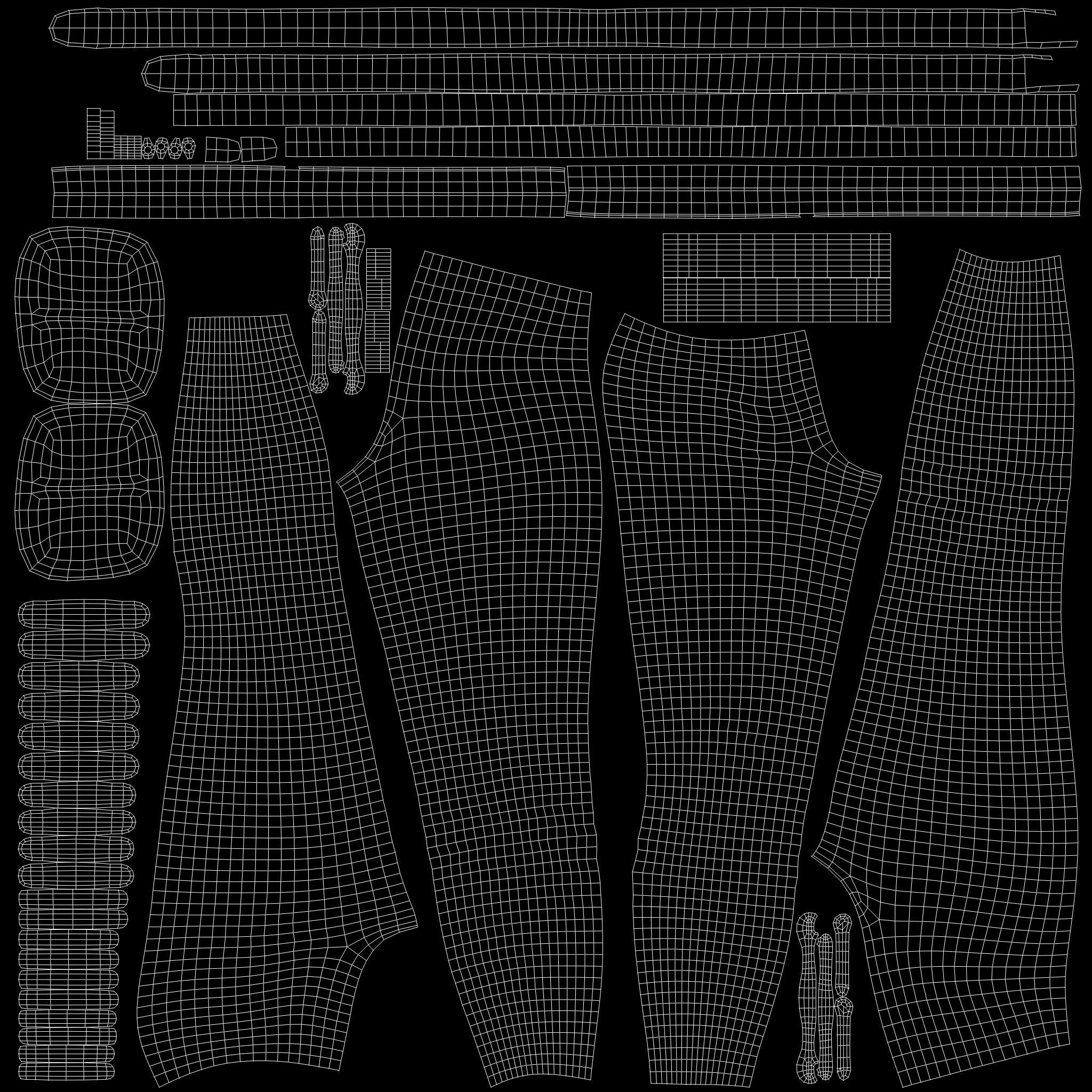 Black Leather Combat Rider Outfit Low-poly 3D model_14