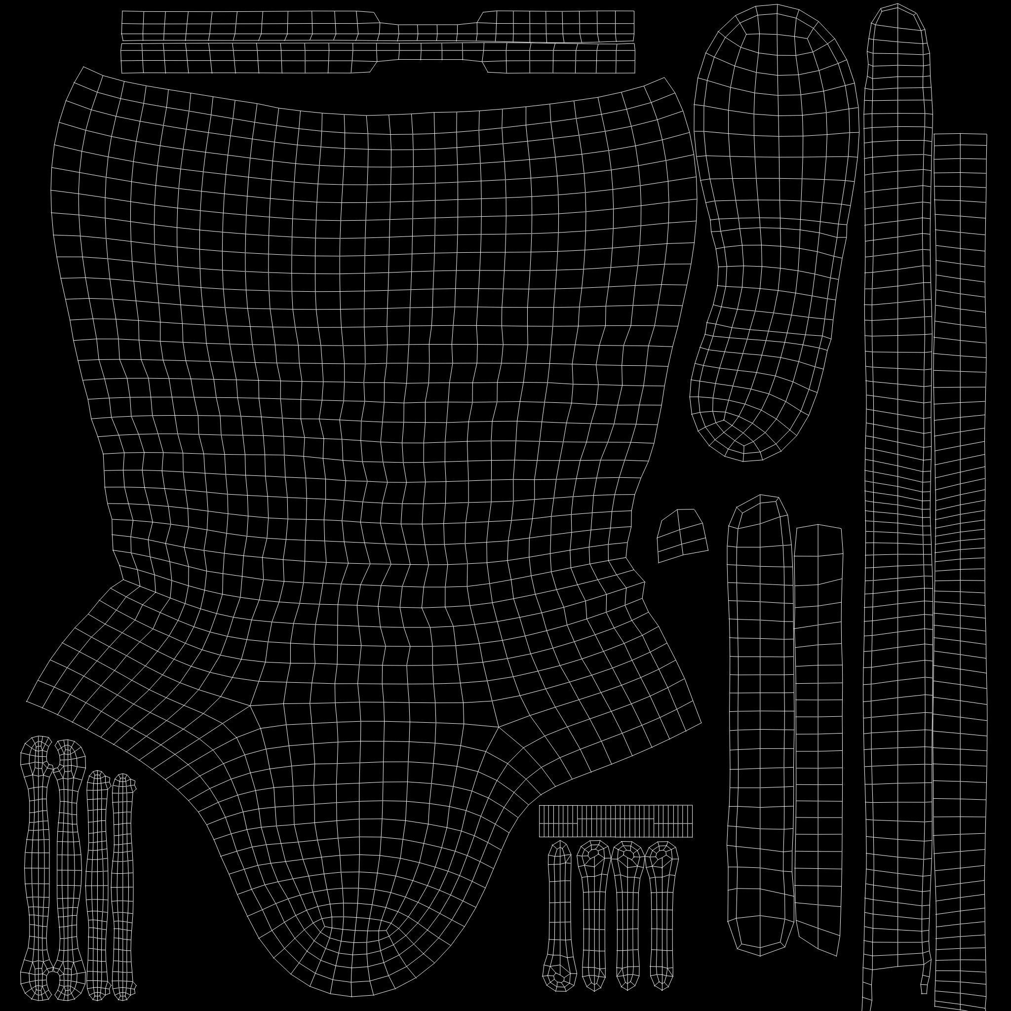 Black Leather Combat Rider Outfit Low-poly 3D model_11