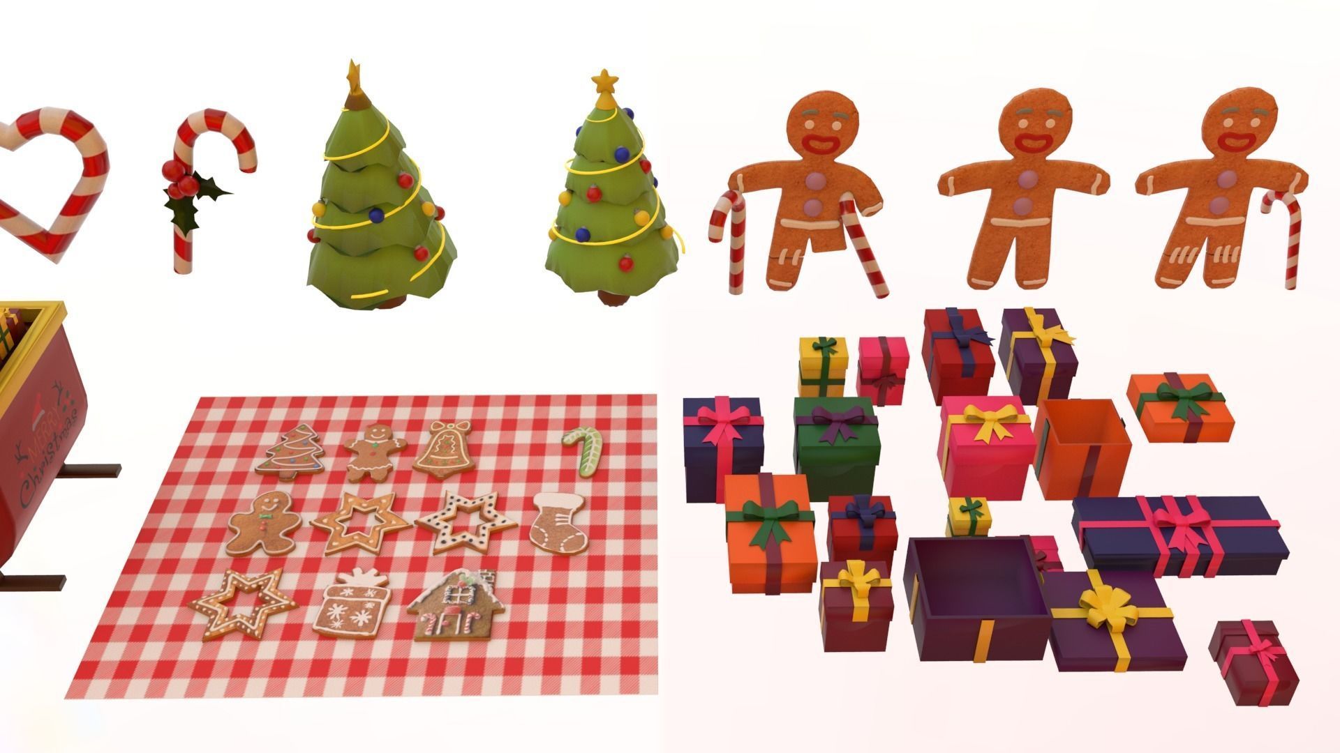Christmas pack Low-poly 3D model_3