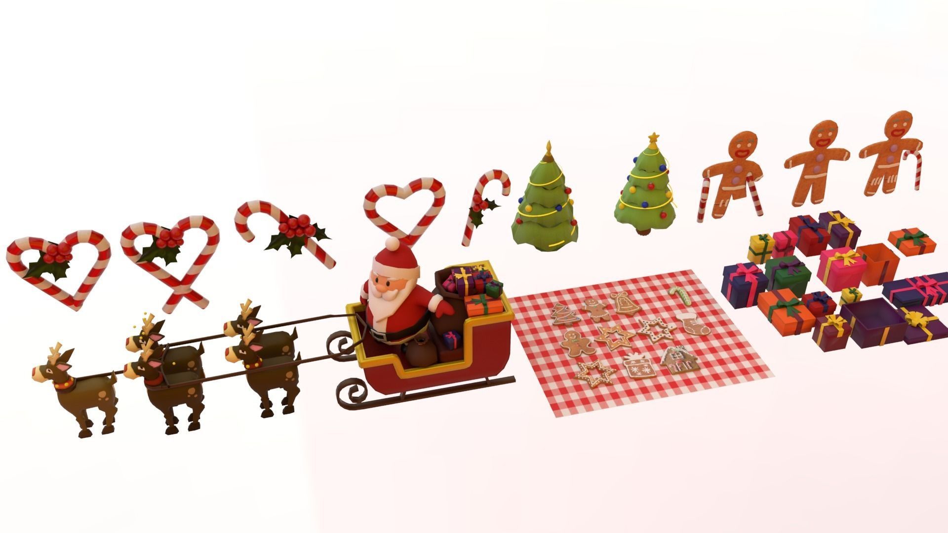Christmas pack Low-poly 3D model_1