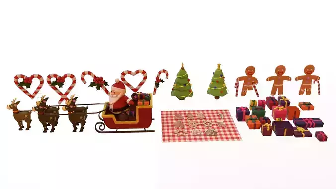 Christmas pack Low-poly 3D model