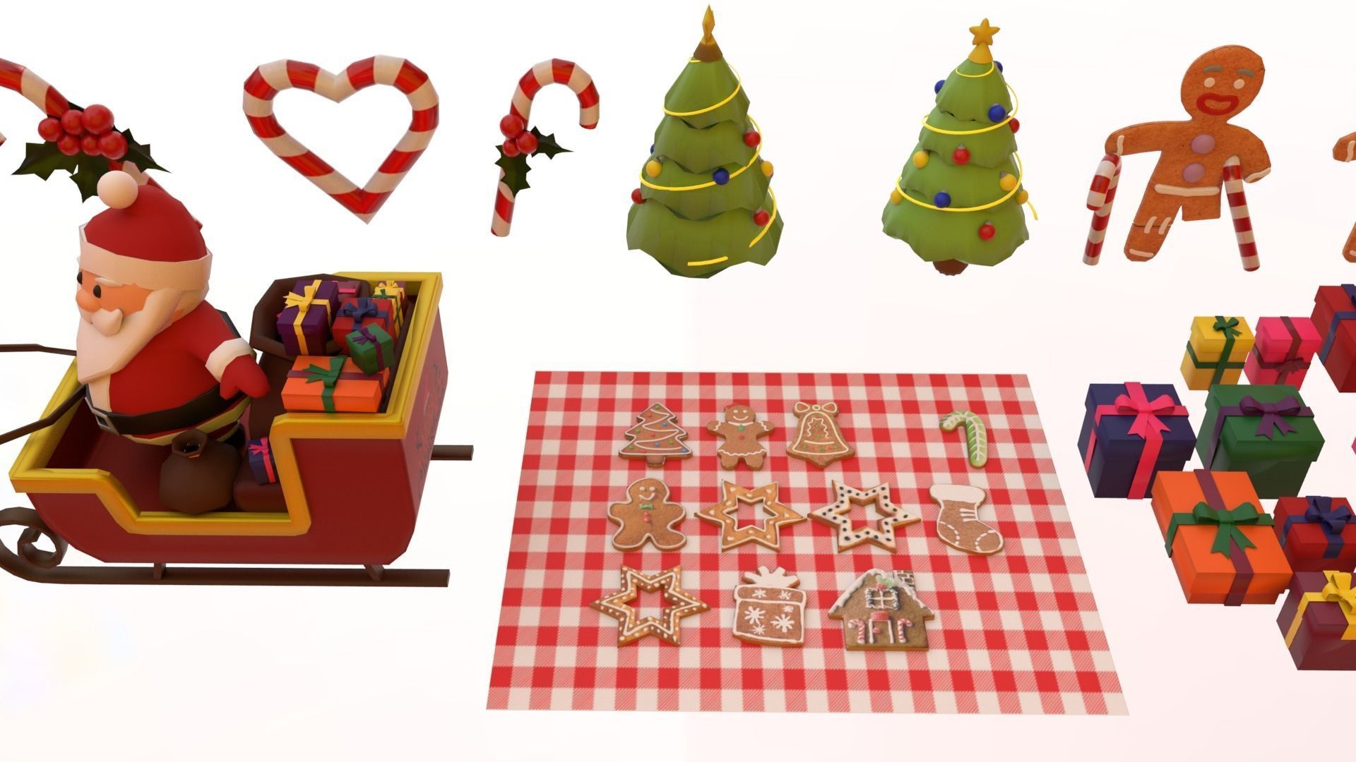 Christmas pack Low-poly 3D model_9