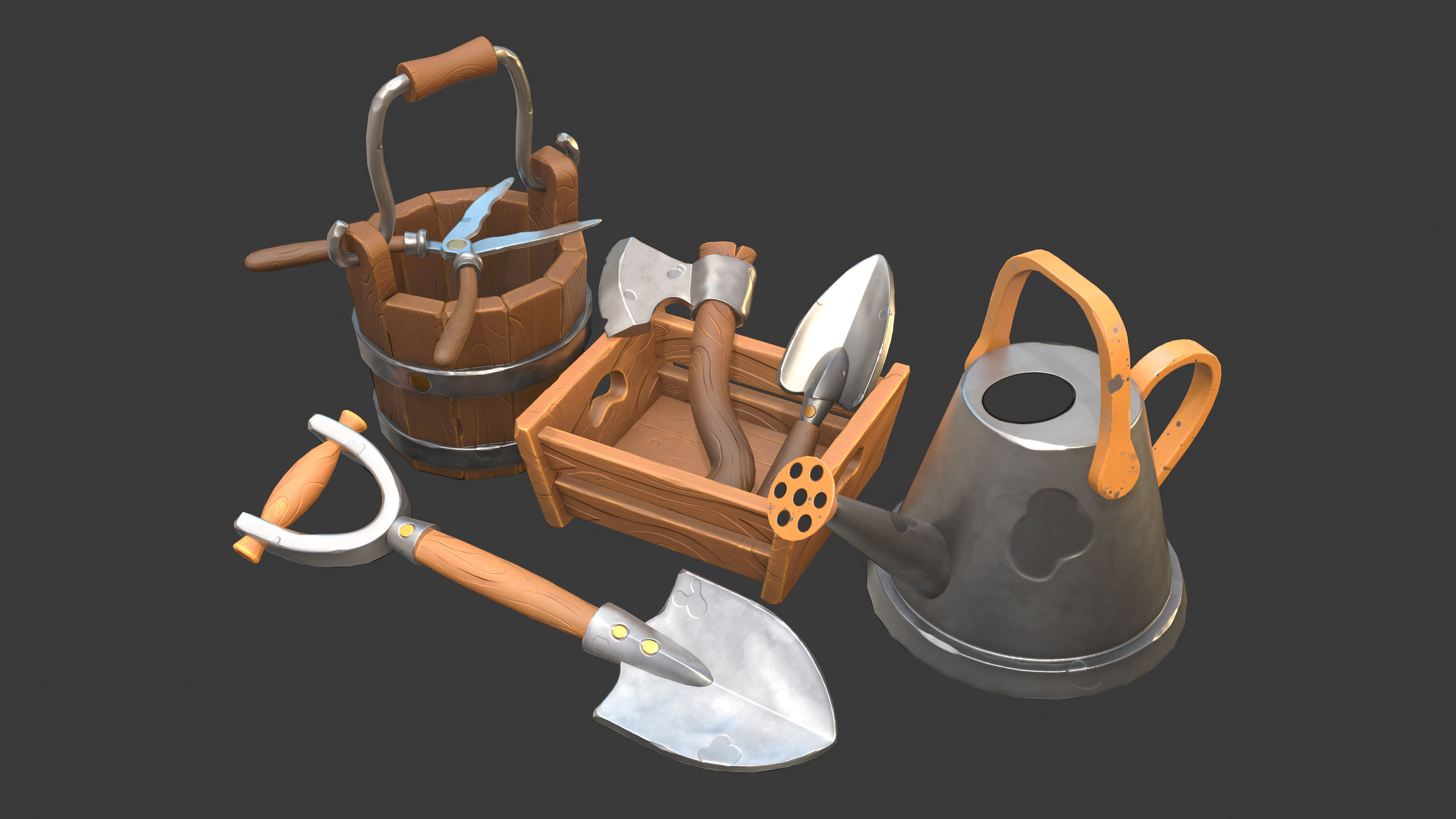 Stylized Garden Pack Low-poly 3D model_2