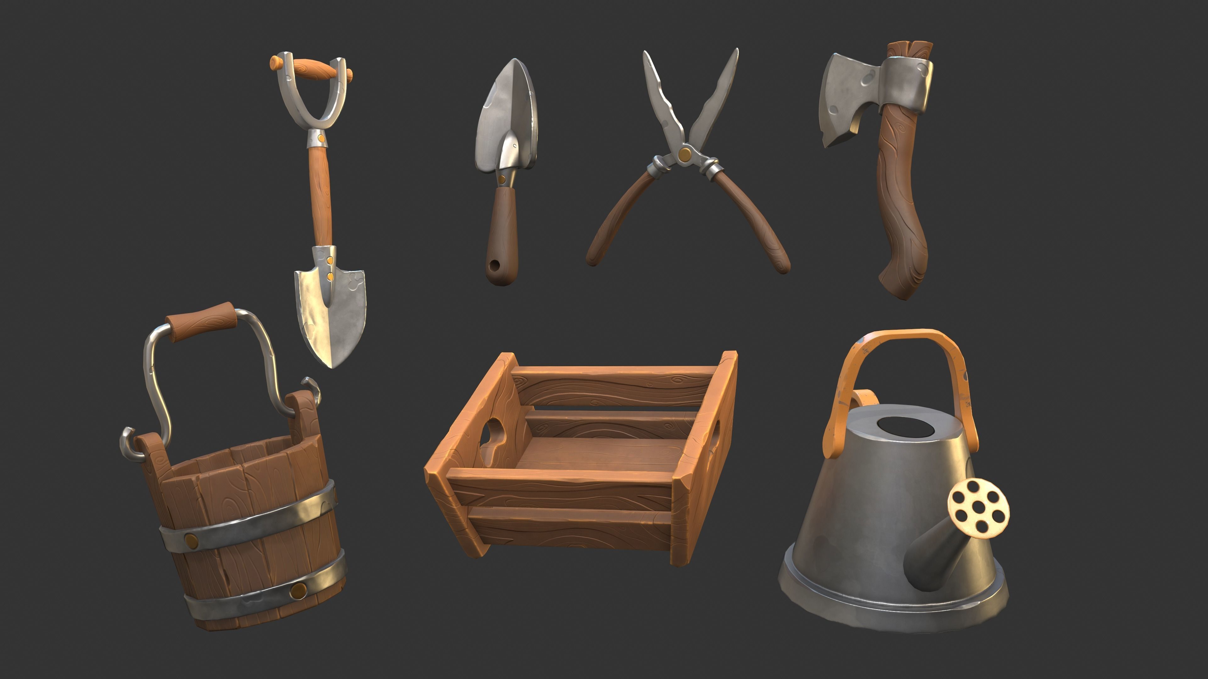 Stylized Garden Pack Low-poly 3D model_3