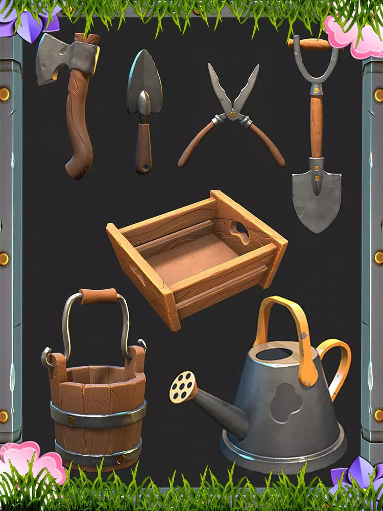 Stylized Garden Pack Low-poly 3D model_0