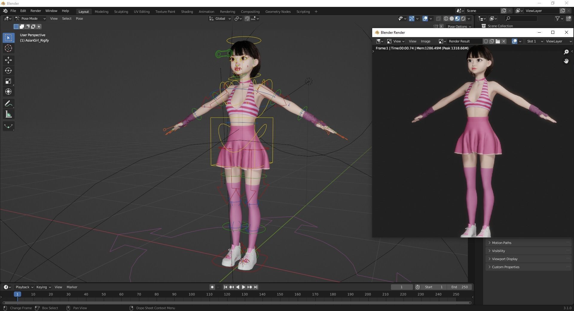 Naked girl Asian Woman RealTime japanese korean Female 3D Low-poly 3D model_12